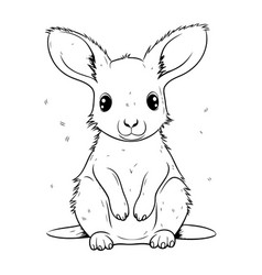 Cute Kangaroo Hand Drawn For Coloring Book