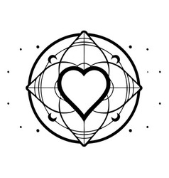 Heart With Sacred Geometry Line Art Design For