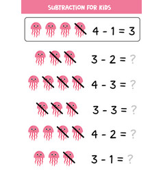 Subtraction With Cute Jelly Fish Educational Math