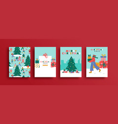 Christmas Sale People Crowd Background Card Set