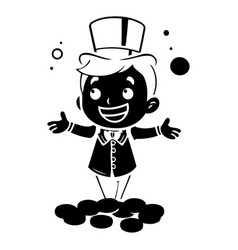 Cute Boy In A Top Hat With Coins