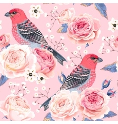 English Roses And Birds Seamless