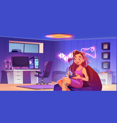 Young Woman Playing Video Game With Gamepad