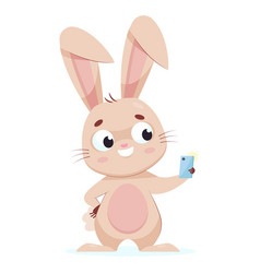 Cute Bunny Taking Selfie On Phone Cartoon