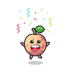 Happy Pluot Fruit Mascot Jumping