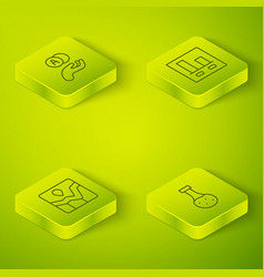 Set Isometric Line Graph Chart Infographic Test