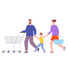 Family Shopping With Empty Cart Happy Parents