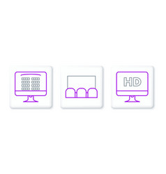 Set Line Computer Pc Monitor With Hd Video