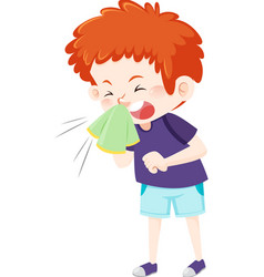 A Boy Sneezing Cartoon Character