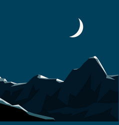 A Snow Mountains Landscape With Bright Moon