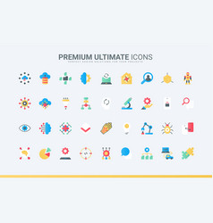 Ai Trendy Flat Icons Set Digital Brain