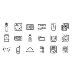 Airline Food Icons Set Outline Inflight