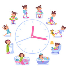 Girls Daily Routine Dial Clock With Different