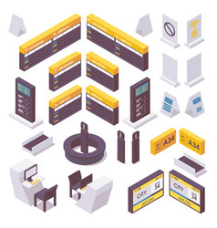 Isometric Set Airport Information Desk