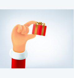 Santa Claus Holding Small Gift Box With Golden