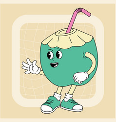 Vintage Groovy Green Coconut Character