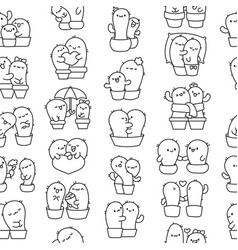 Cactus Hug Seamless Pattern Coloring Page