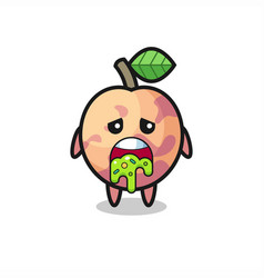 Cute Pluot Fruit Character With Puke