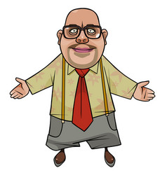 Cartoon Overweight Man With Glasses Friendly