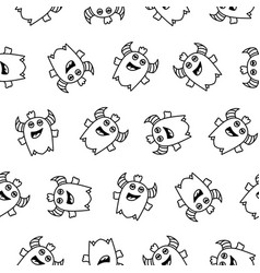 Cute Monster Seamless Pattern Coloring Page