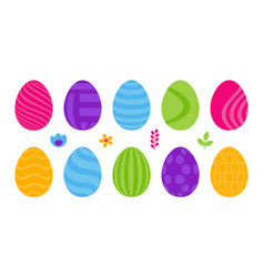 Set Of 10 Color Easter Eggs With Pattern Design