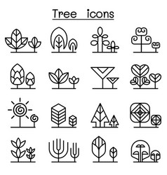 Tree icon set in thin line style Royalty Free Vector Image