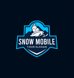 Badge Vintage Snow Mobile Mountain Ski Logo Design