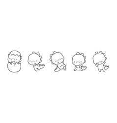 Set Of Cartoon Isolated Dino Coloring Page Cute