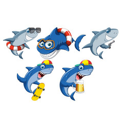 Set Of Shark Cartoon Character