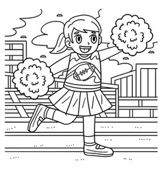 American Football Cheerleader Coloring Page