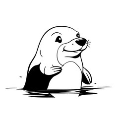 Cute Cartoon Sea Otter In The Water