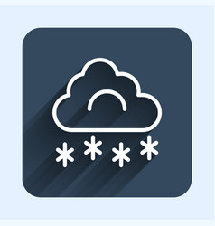 White Line Cloud With Snow Icon Isolated With Long