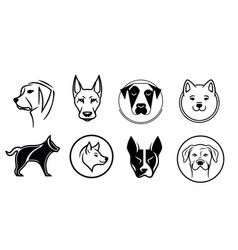 Set Of Dog Emblems Sketch Hand Drawn Logo