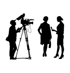 Silhouette Of Female Journalist Interviewing