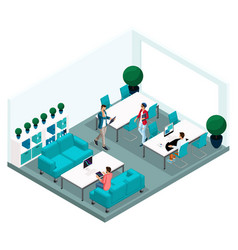 Trendy Isometric People And Gadgets Room