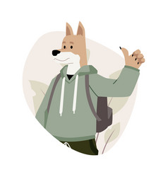 Dog In Clothes Showing Thumbs Up For Logo