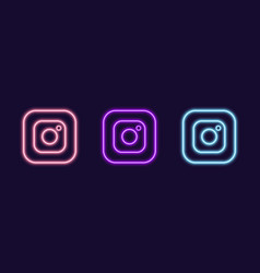 Set Of Neon Instagram Glowing Ui Ux Icons