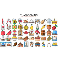 Thanksgiving Day Multi Color Icons Set