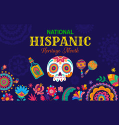 National Hispanic Heritage Month Banner With Skull