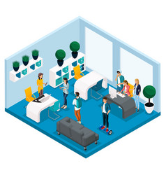 Trendy Isometric People And Gadgets Room