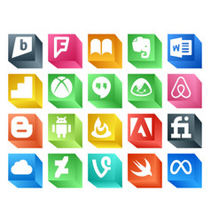 20 Social Media Icon Pack Including Vine Icloud