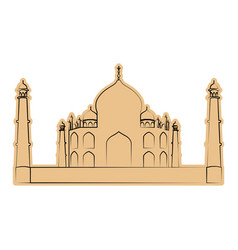 Isolated Taj Mahal Landmark Outline