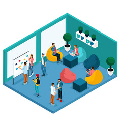 Trendy Isometric People And Gadgets Room