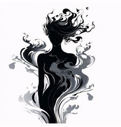 Black Silhouette Tattoo Of A Woman With Water