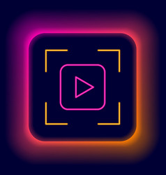 Glowing Neon Line Camera Focus Frame Line Icon