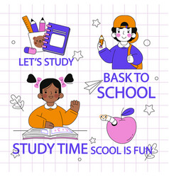 Hand Drawn School Sticker Set