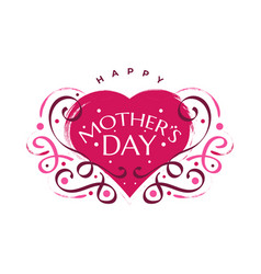 Happy Mothers Day Lettering With Cute Red Heart