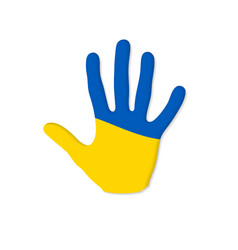 Painted Human Hand Ukraine Flag