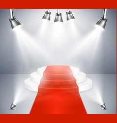 Red Carpet Stage With Spotlights Podium