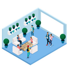 Trendy Isometric People And Gadgets Room